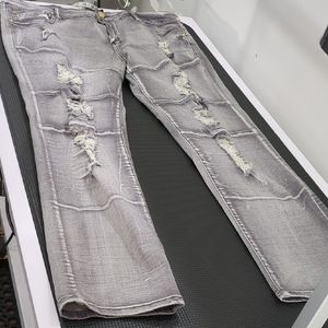 Distressed Gray Jeans